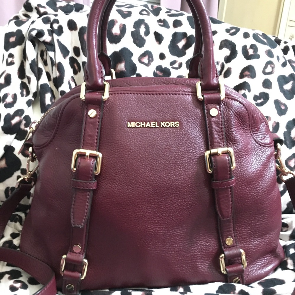 Michael Kors Large Bedford Bowling Satchel Merlot